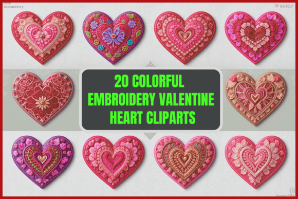 20 Embroidery Valentine Hearts Cliparts: A Designer’s Review for Small Business Branding