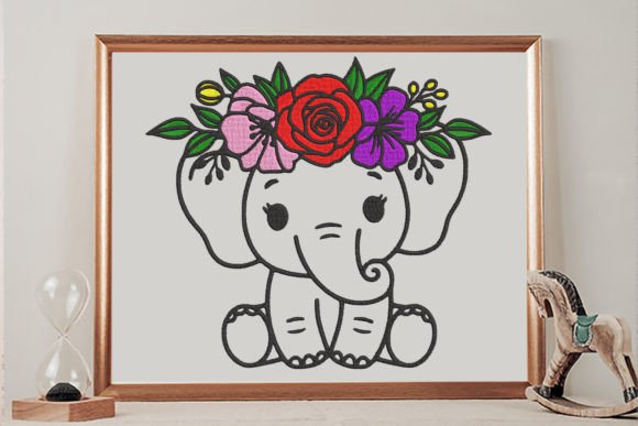 Elephant with Floral Crown: A Charming Addition for Craft Sellers