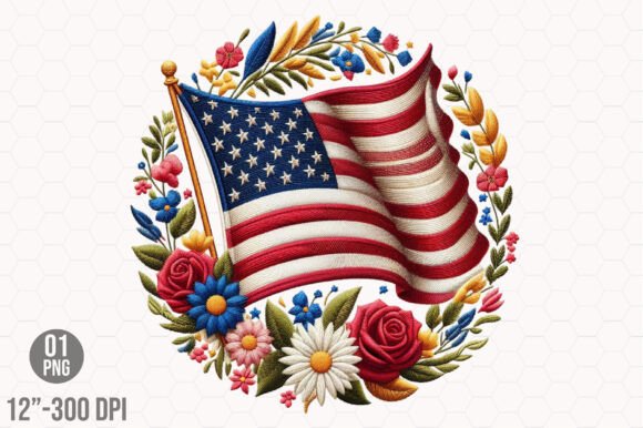 Embroidery Floral America Flag Design Review