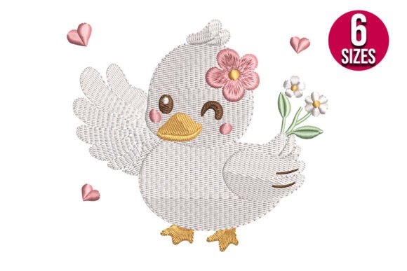 Floral Baby Duck with Hearts: A Seasonal Embroidery Favorite