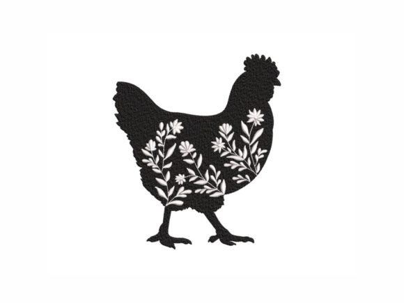 Floral Chicken: A Seasonal Embroidery Design with Whimsical Charm