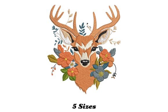 Floral Reindeer Head: A Charming Addition to Boutique Sweatshirt Embroidery