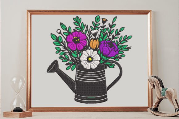 Floral Watering Can: A Charming Embroidery Design for Personalized Gifts