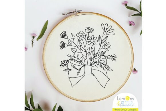 Flower Bouquet Ribbon Bow: A Versatile Hand Embroidery Design for Seasonal Crafts
