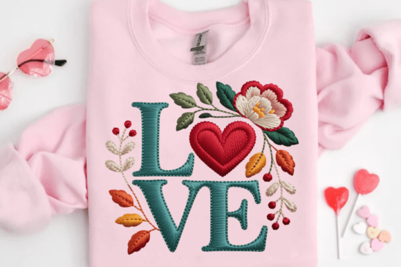 LOVE Heart Floral Embroidery PNG Design Review
