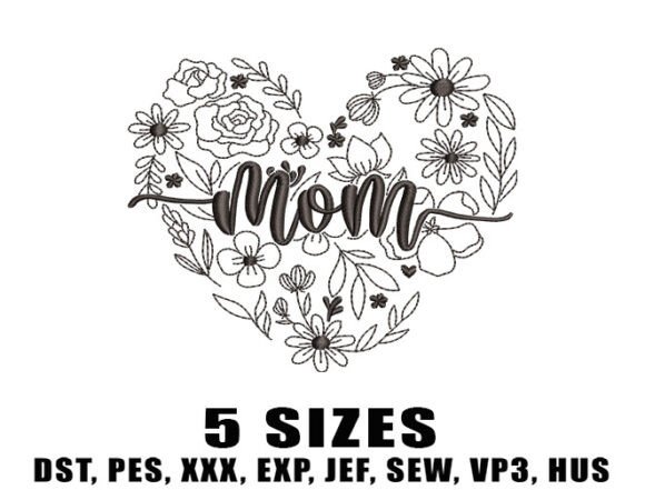 Mom Heart Floral Embroidery Designs Review