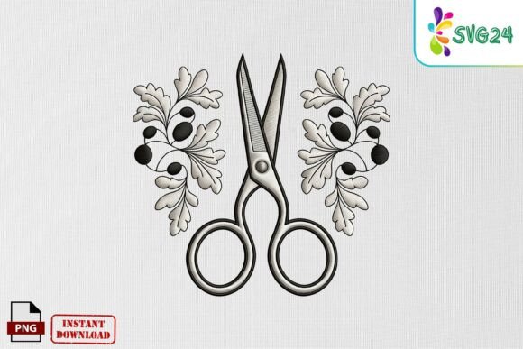 Scissors Floral Embroidery PNG Review for Holiday Crafting