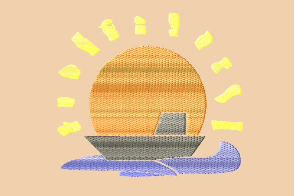 Sunset Fishing Boat Embroidery: A Visual & Commercial Fit for Craft Sellers