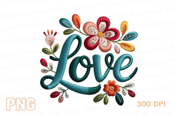Valentine’s Day Floral LOVE Embroidery Design